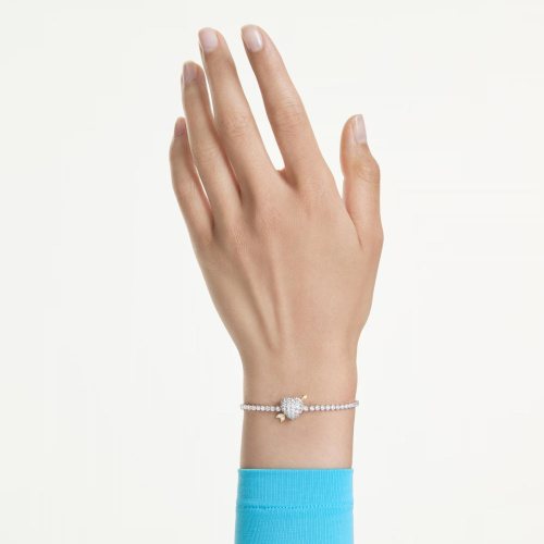 Idyllia bracelet Mixed cuts, Heart with arrow, White, Rhodium plated