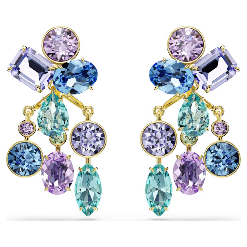 Gema earring jackets Mixed cuts, Multicolored, Gold-tone plated