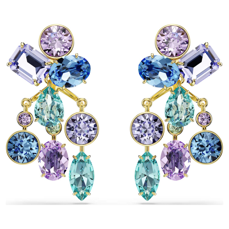 Gema earring jackets Mixed cuts, Multicolored, Gold-tone plated