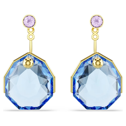 Gema earring jackets Blue, Gold-tone plated