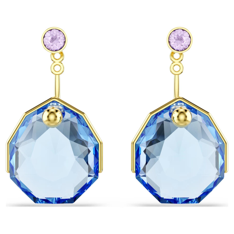 Gema earring jackets Blue, Gold-tone plated