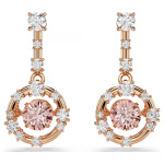 Constella drop earrings Round cut, Dancing stone, Pink, Rose gold-tone plated