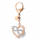 Infinite Bag charm, White, Rose-gold tone plated