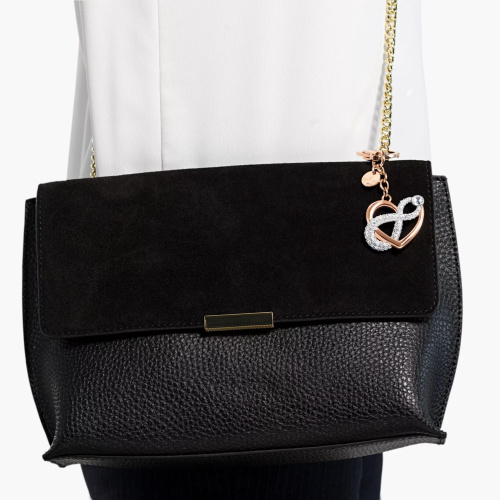 Infinite Bag charm, White, Rose-gold tone plated