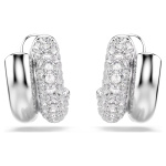 Dextera hoop earrings Round cut, Mini, White, Rhodium plated