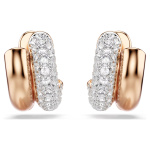 Dextera hoop earrings Round cut, Mini, White, Rose gold-tone plated