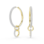 Dextera hoop earrings Round cut, White, Gold-tone plated