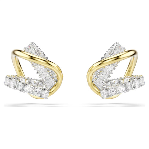 Hyperbola ear cuffs Mixed cuts, White, Mixed metal finish