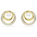 Hyperbola stud earrings Round cut, White, Gold-tone plated
