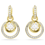 Hyperbola drop earrings Round cut, White, Gold-tone plated