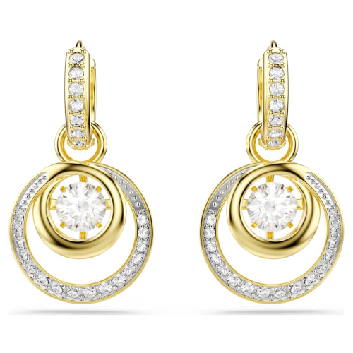 Hyperbola drop earrings Round cut, White, Gold-tone plated
