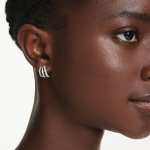 Hyperbola hoop earrings Round cut, Mini, White, Rhodium plated