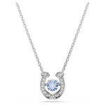 Symbolica pendant Round cut, Pavé, Horse shoe, Blue, Rhodium plated