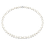 Matrix necklace Crystal pearl, White, Rhodium plated