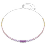 Matrix Tennis necklace Gradient of round cuts, Multicolored, Rhodium plated