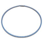 Matrix Tennis necklace Round cut, Blue, Ruthenium plated