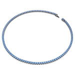 Matrix Tennis necklace Round cut, Blue, Ruthenium plated
