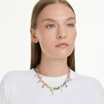 Gema necklace Mixed cuts, Dangling crystals, Multicolored, Gold-tone plated