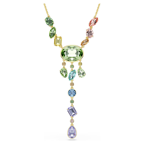 Gema Y necklace Mixed cuts, Multicolored, Gold-tone plated