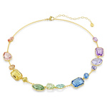 Gema necklace Mixed cuts, Multicolored, Gold-tone plated
