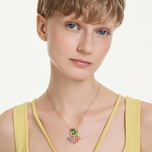 Gema pendant Mixed cuts, Dangling crystals, Multicolored, Gold-tone plated