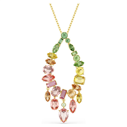 Gema pendant Mixed cuts, Multicolored, Gold-tone plated