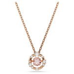 Constella pendant Round cut, Dancing stone, Pink, Rose gold-tone plated