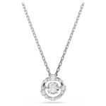 Constella pendant Round cut, Dancing stone, White, Rhodium plated