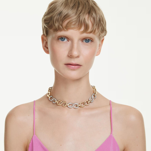 Dextera necklace Round cut, Chain, White, Mixed metal finish