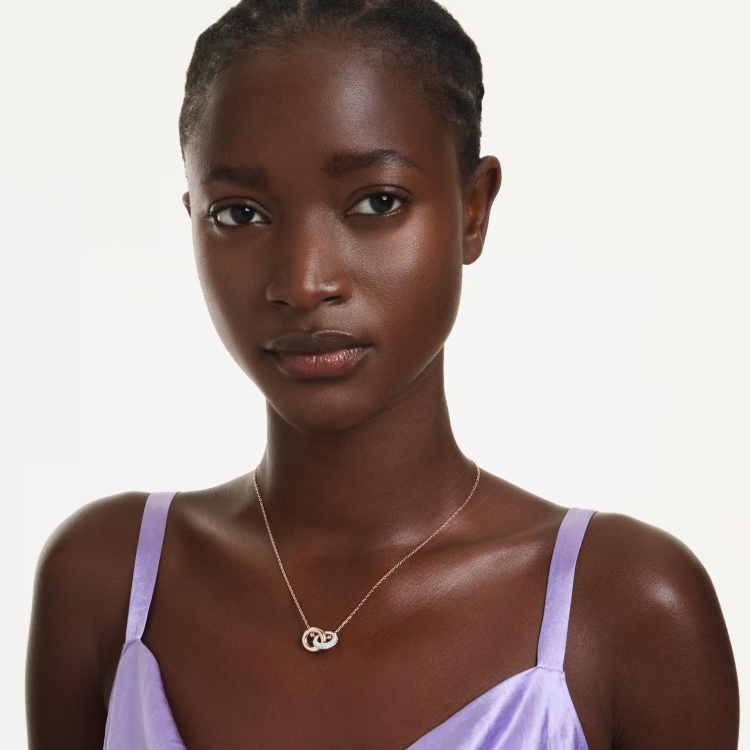 Dextera pendant Round cut, White, Rose gold-tone plated