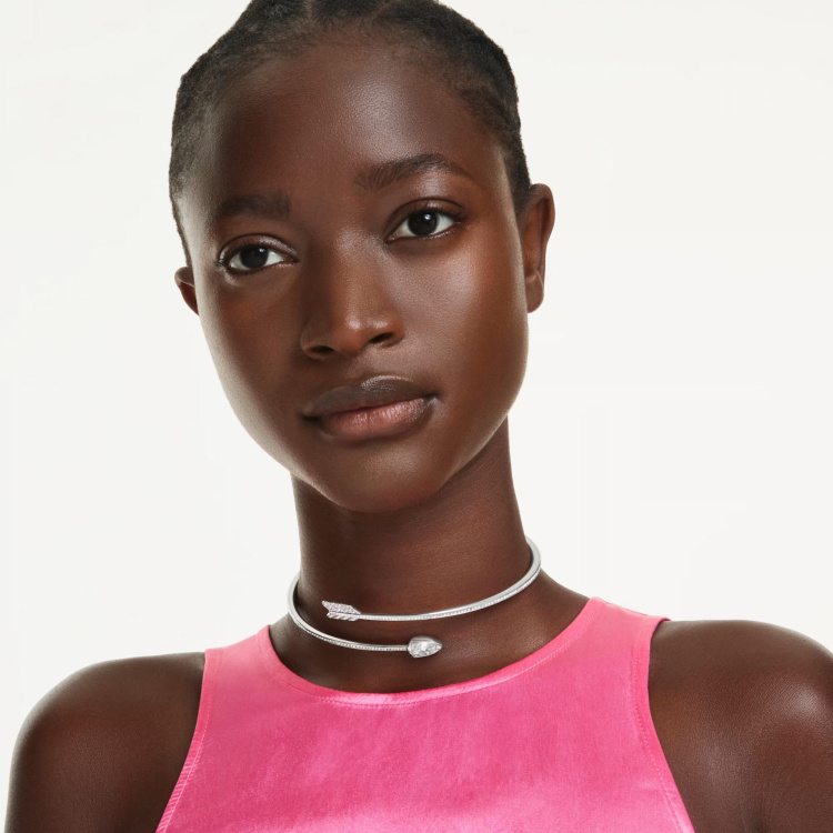 Idyllia chokerMixed cuts, Arrow, White, Rhodium plated