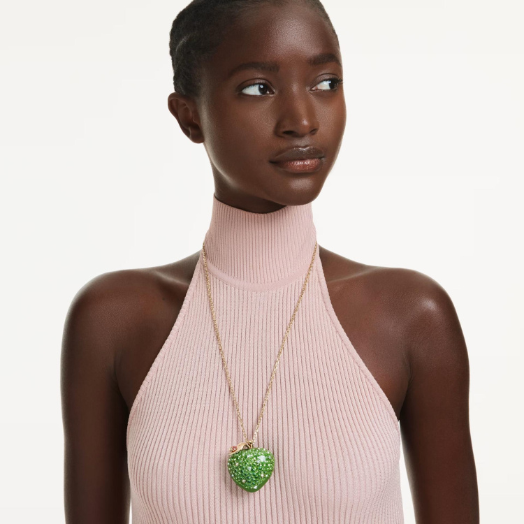 Idyllia pendant Mixed cuts, Apple, Green, Gold-tone plated