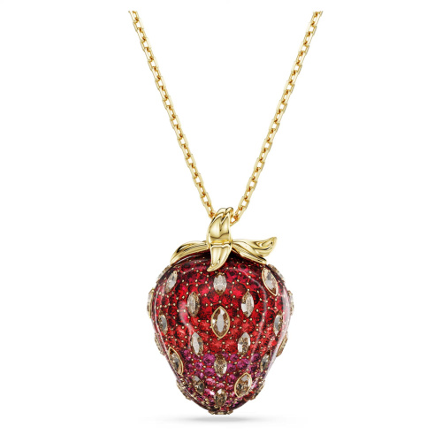 Idyllia pendant Mixed cuts, Strawberry, Red, Gold-tone plated