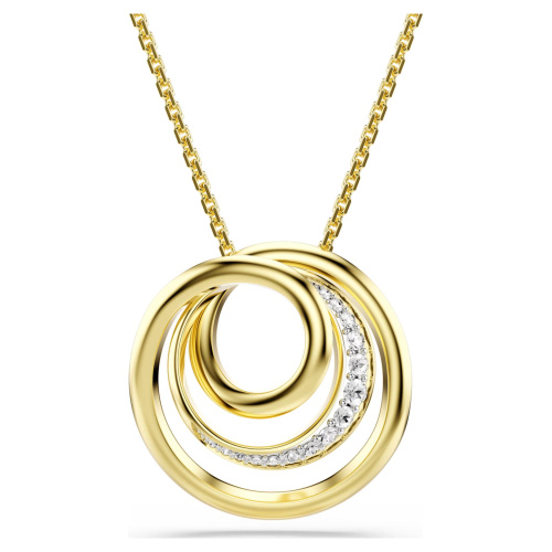 Hyperbola necklace Round cut, White, Gold-tone plated