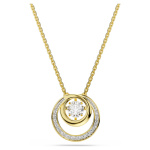 Hyperbola pendant Round cut, White, Gold-tone plated