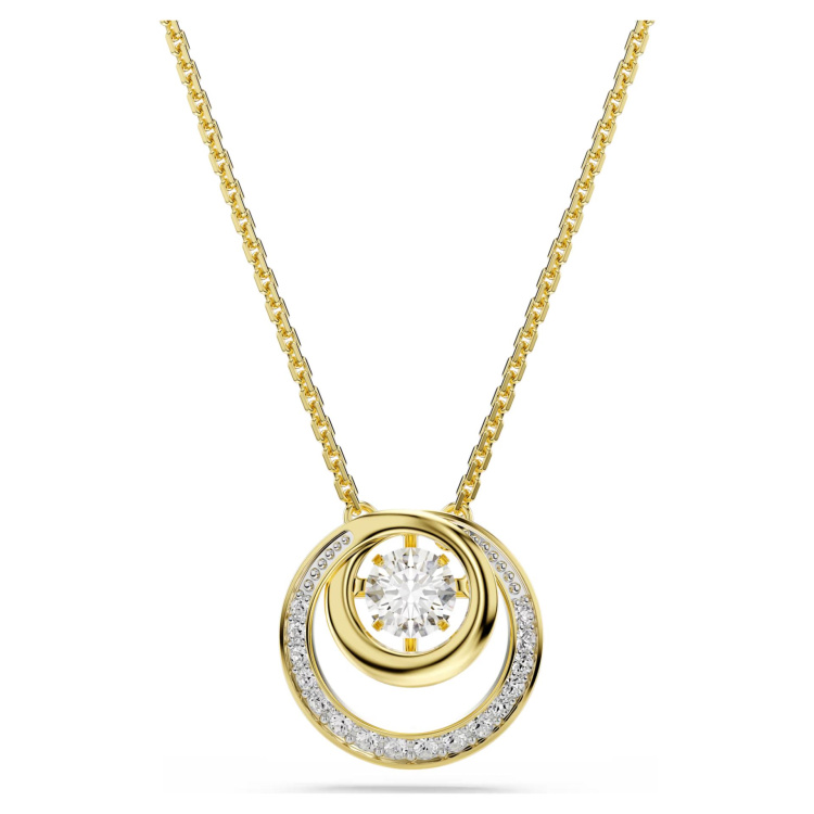 Hyperbola pendant Round cut, White, Gold-tone plated
