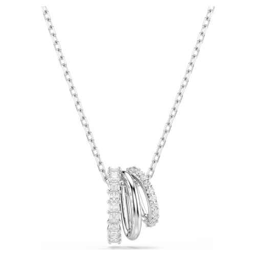 Hyperbola pendant Round cut, White, Rhodium plated