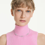 Idyllia necklace Heart with arrow, White, Rhodium plated