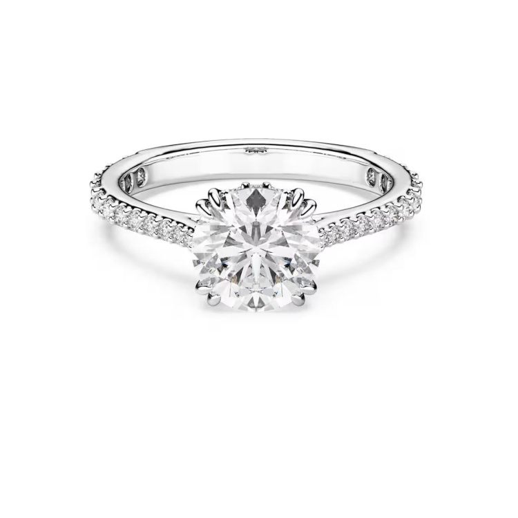 Stilla cocktail ring Round cut, Pavé, White, Rhodium plated