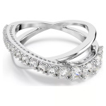 Hyperbola ring Round cut, White, Rhodium plated