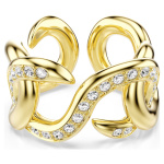 Dextera open ringRound cut, White, Gold-tone plated