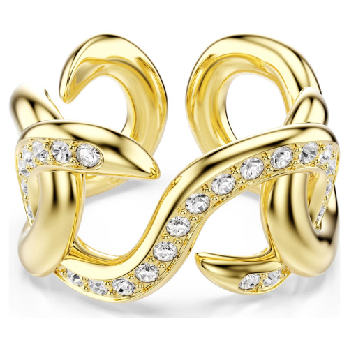 Dextera open ringRound cut, White, Gold-tone plated