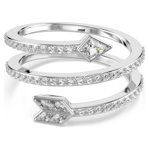 Idyllia motif ringMixed cuts, Arrow, White, Rhodium plated