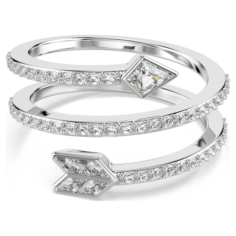 Idyllia motif ringMixed cuts, Arrow, White, Rhodium plated