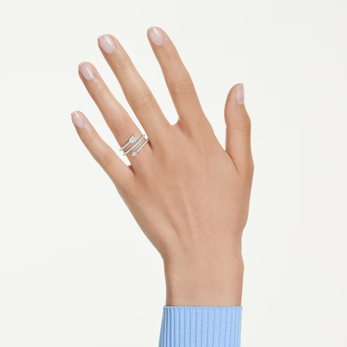 Idyllia motif ringMixed cuts, Arrow, White, Rhodium plated