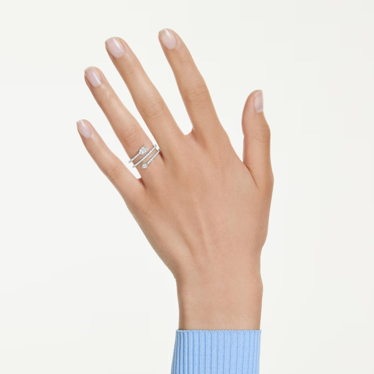 Idyllia motif ringMixed cuts, Arrow, White, Rhodium plated