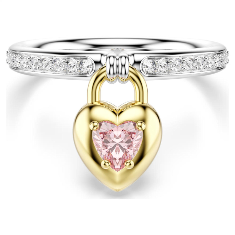 Idyllia motif ringMixed cuts, Heart, Pink, Mixed metal finish