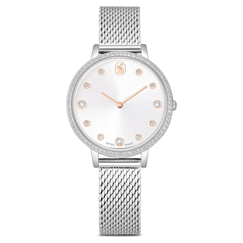 Clarica watch Swiss Made, Metal bracelet, Silver tone, Stainless steel