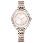 Crystalline aura watch Swiss Made, Metal bracelet, Rose gold tone, Mixed metal finish