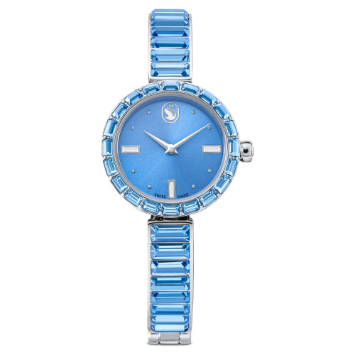Matrix bangle watch Swiss Made, Crystal bracelet, Blue, Stainless steel